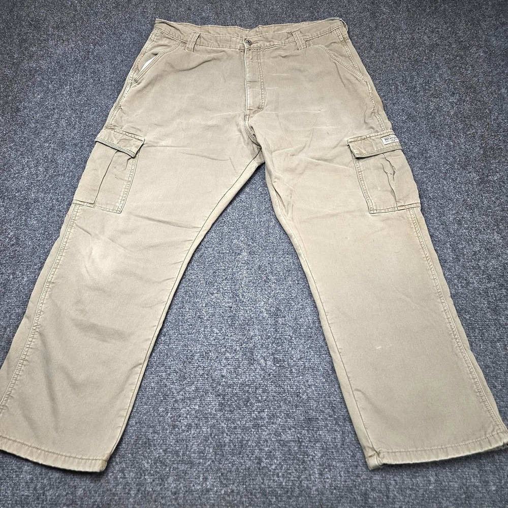 Wrangler Cargo Pants Mens 38x30 Tan Fleece Lined Straight Leg‎ Workwear Outdoor